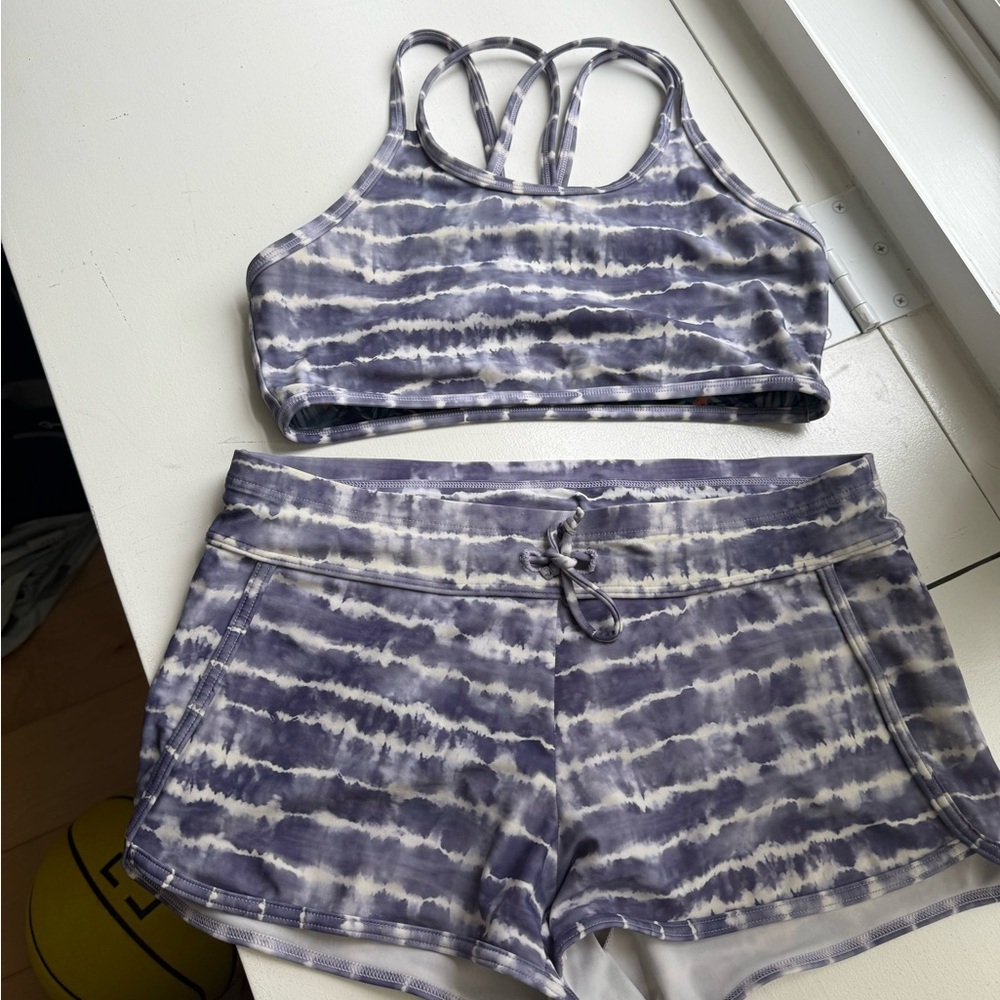 Athleta Girl bikini top with cannonball swim shorts, XL 14